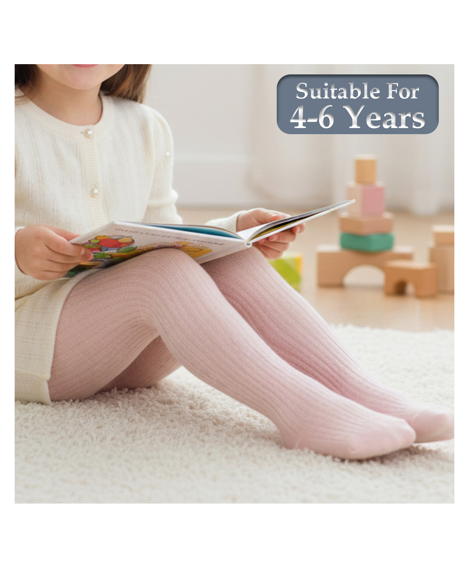 SYGA Baby Tights For Girls Soft Cotton Infant Leggings Toddler Solid Knit Stockings Socks Pants - Pink-image-2