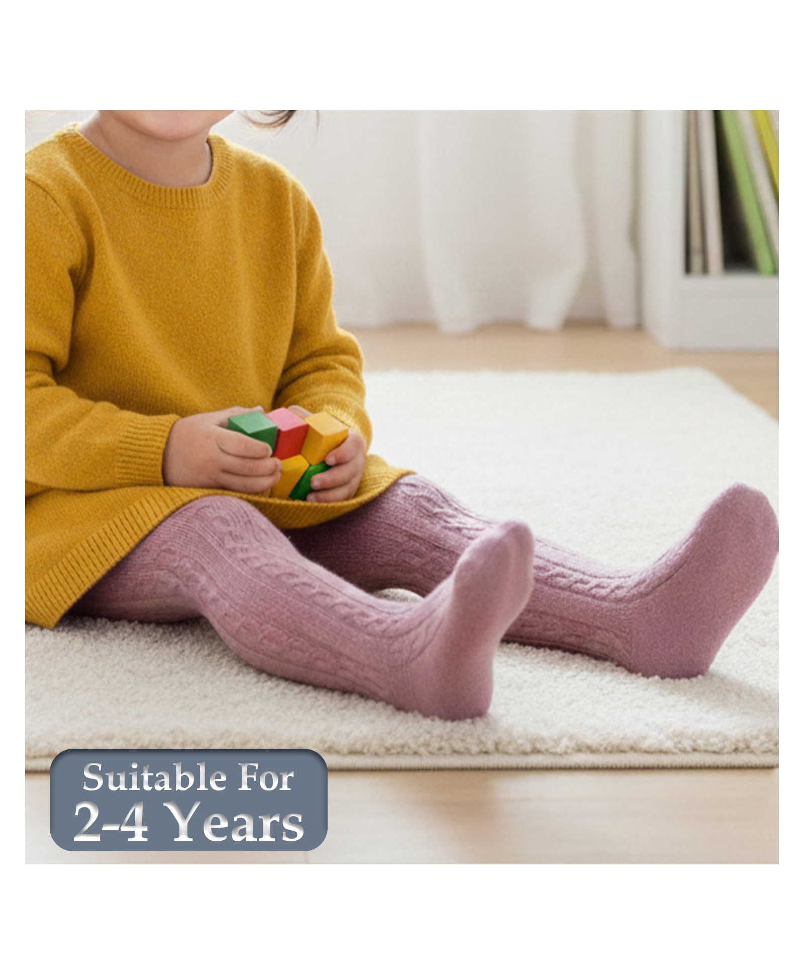 SYGA Baby Tights   Soft Cotton Infant Leggings Toddler Solid Knit Stockings Socks Pants - Purple-image-1