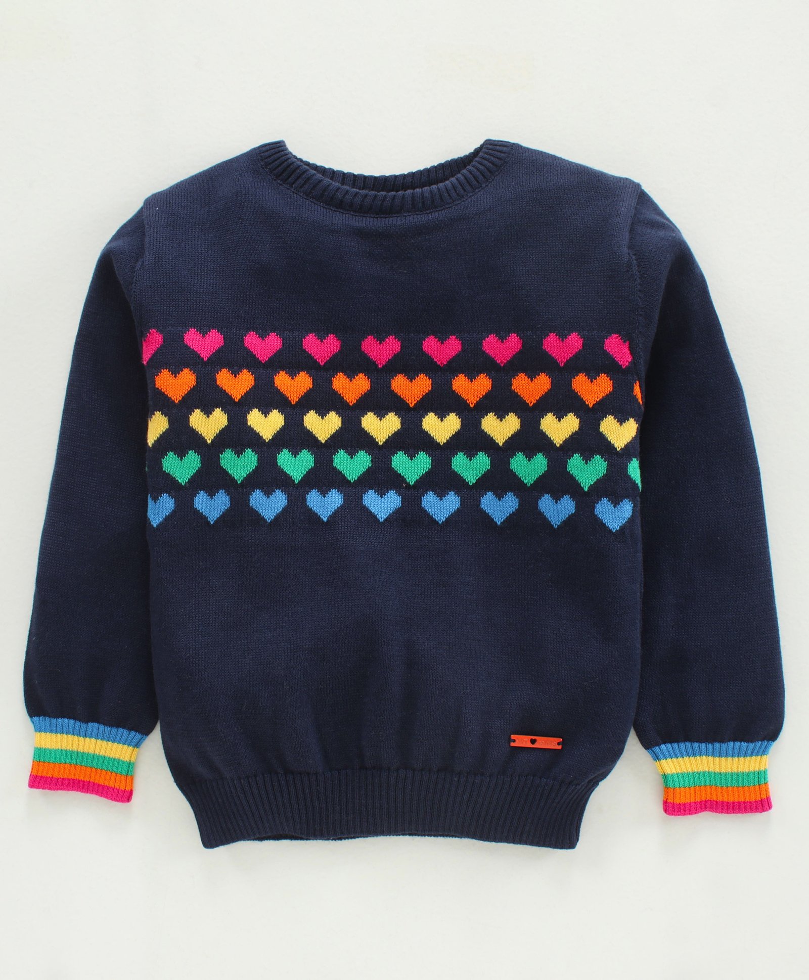 Vitamins Full Sleeves Top Heart Print - Blue-image-34