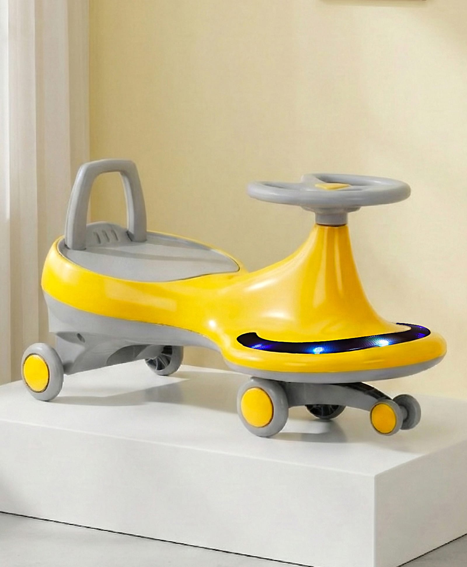 Kids Swing Car With LED Lights & Music - Yellow Grey-image-43