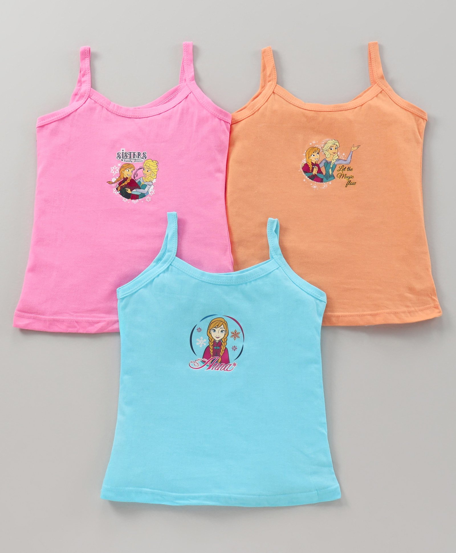 Bodycare Cotton Singlet Slips Disney Princess Print Pack of 3 - Pink Peach and Blue-picture-11