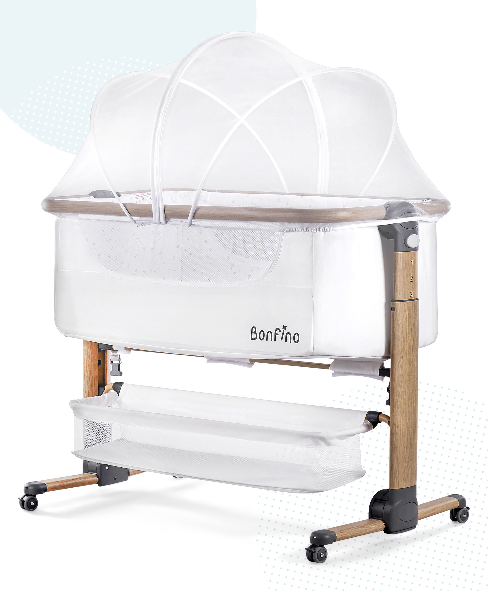 Bonfino Zenith Crib Cum Bedside Bassinet - White-picture-10