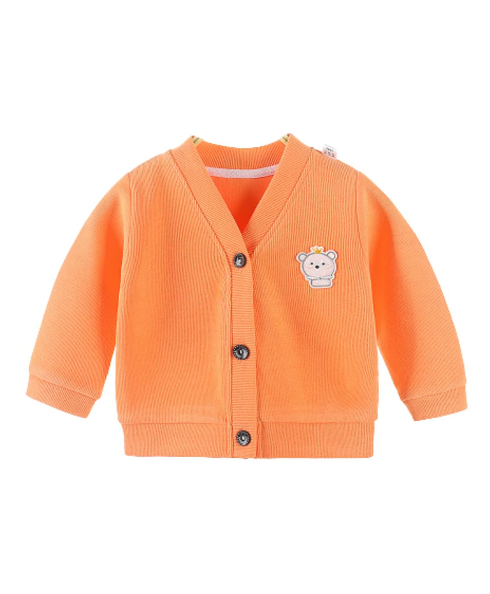MOMISY Full Sleeves Solid Sweater with Applique - Orange-picture-27