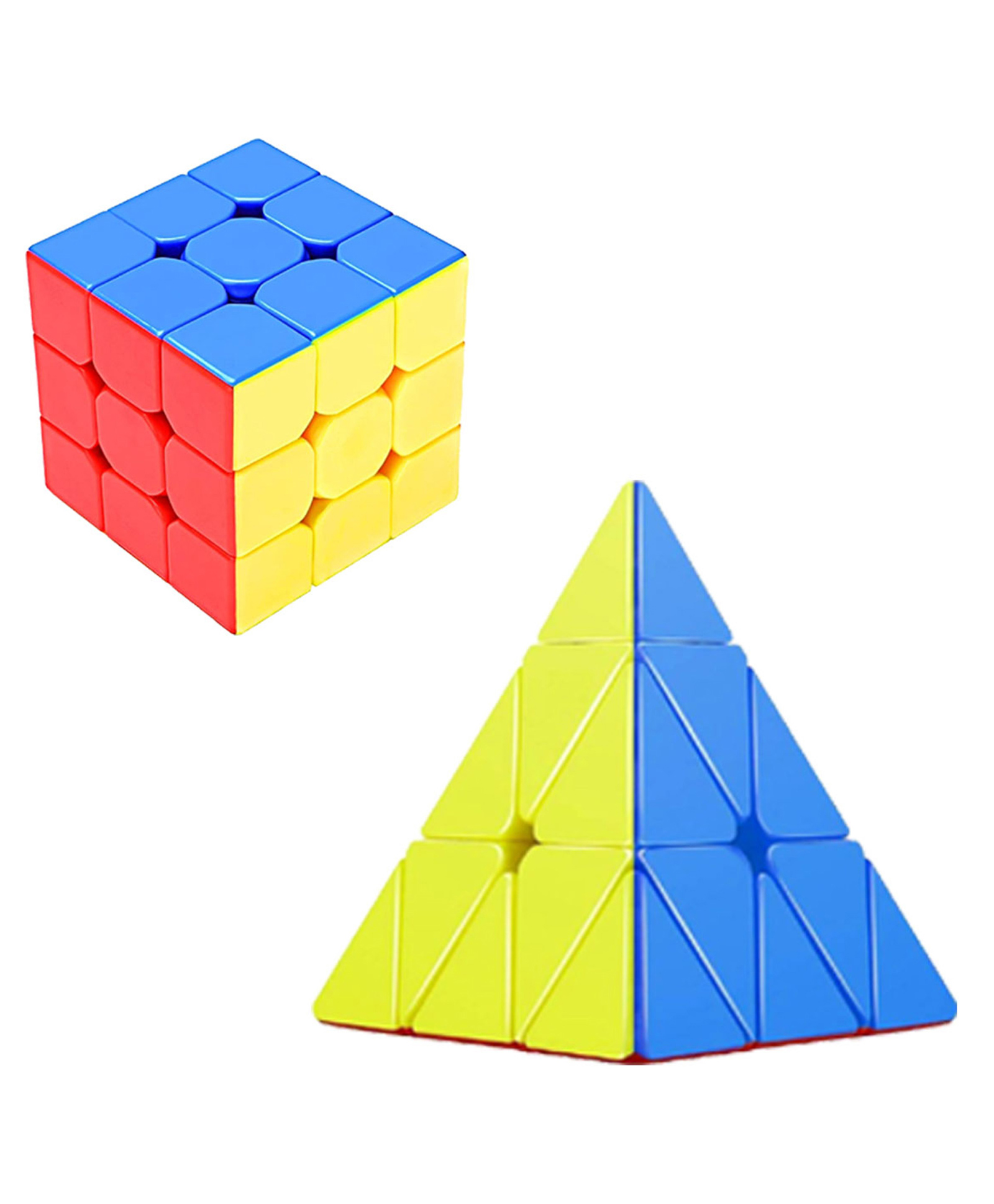 New Pinch Combo Set of 3X3 & Pyraminx High-Speed Stickerless Magic Cube Puzzle - Multicolor-image-16