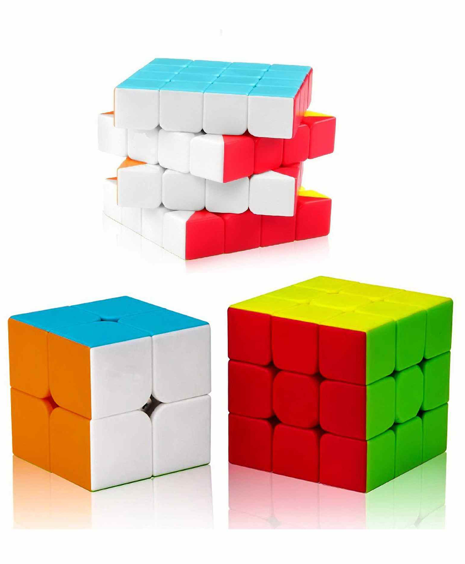 New Pinch Combo Set of 2X2, 3X3, 4X4 High Speed Stickerless Magic Cube Puzzle Multicolor-image-26
