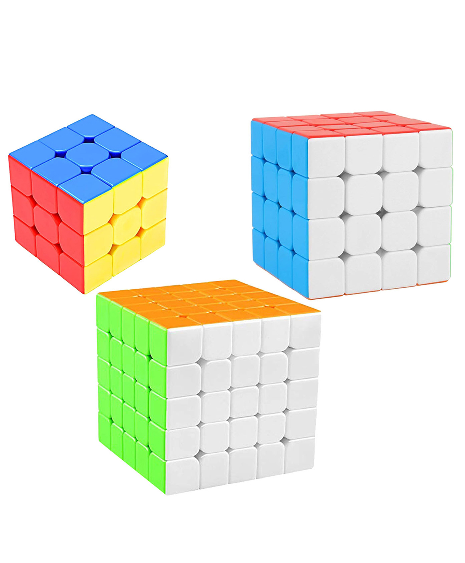 New Pinch Combo Set of 3X3, 4X4, 5X5 High Speed Stickerless Magic Cube Puzzle - Multicolor-image-18