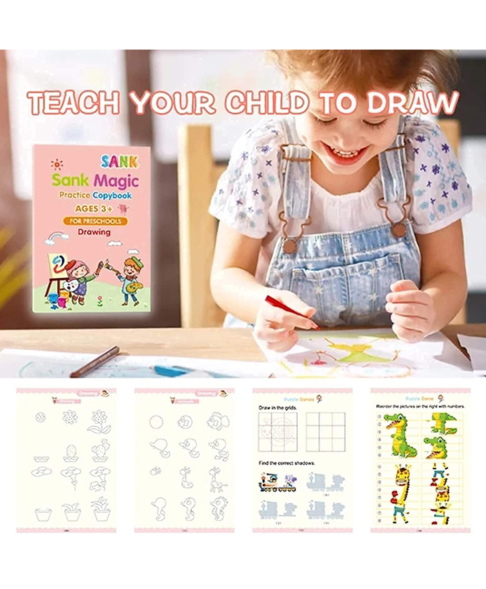 Uniquebuyin Sank Magic Practice Copybook for Preschoolers With Pen - English-picture-28
