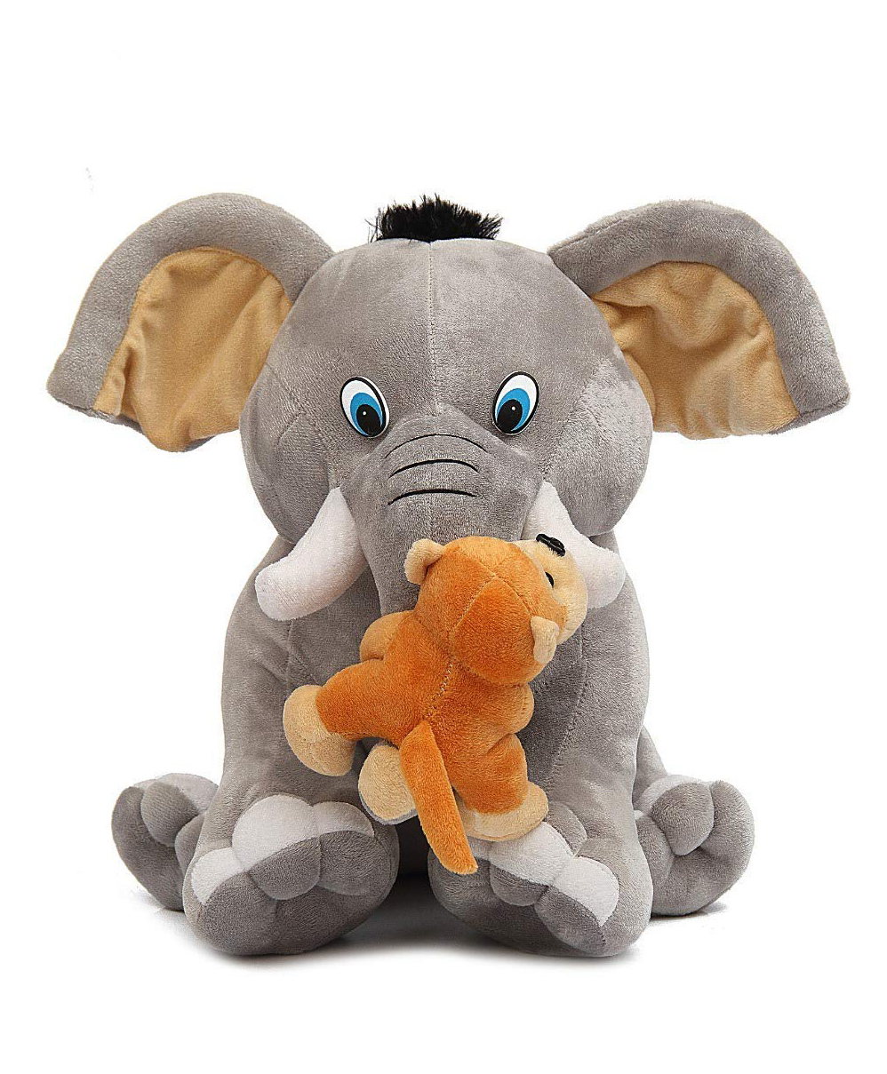 DearJoy Elephant And Monkey Soft Toy Combo Grey Brown - Height 30 cm-picture-11