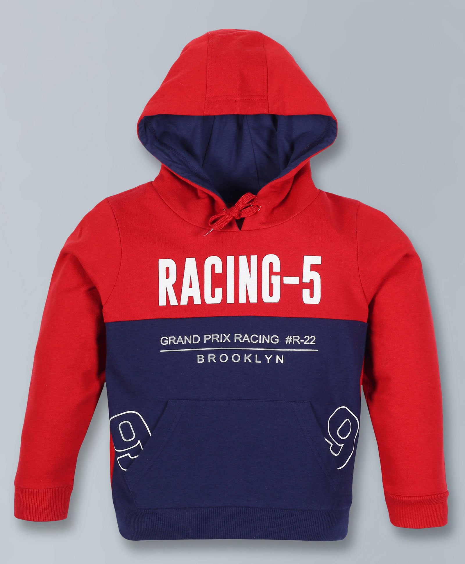 Plum Tree Full Sleeves Racing Print Hooded Sweatshirt - Red-picture-36