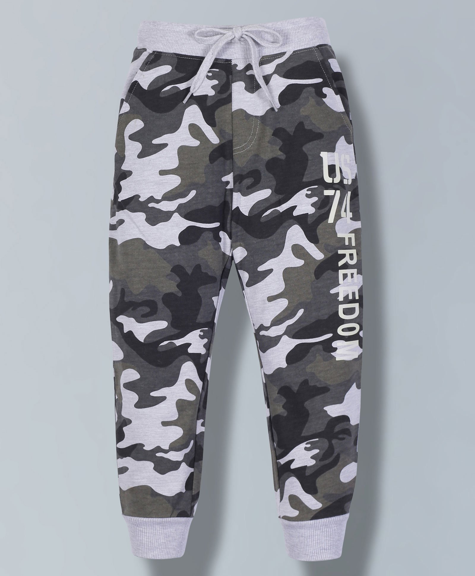 Plum Tree Camouflage Printed Track Pants - Brown & Grey-image-1