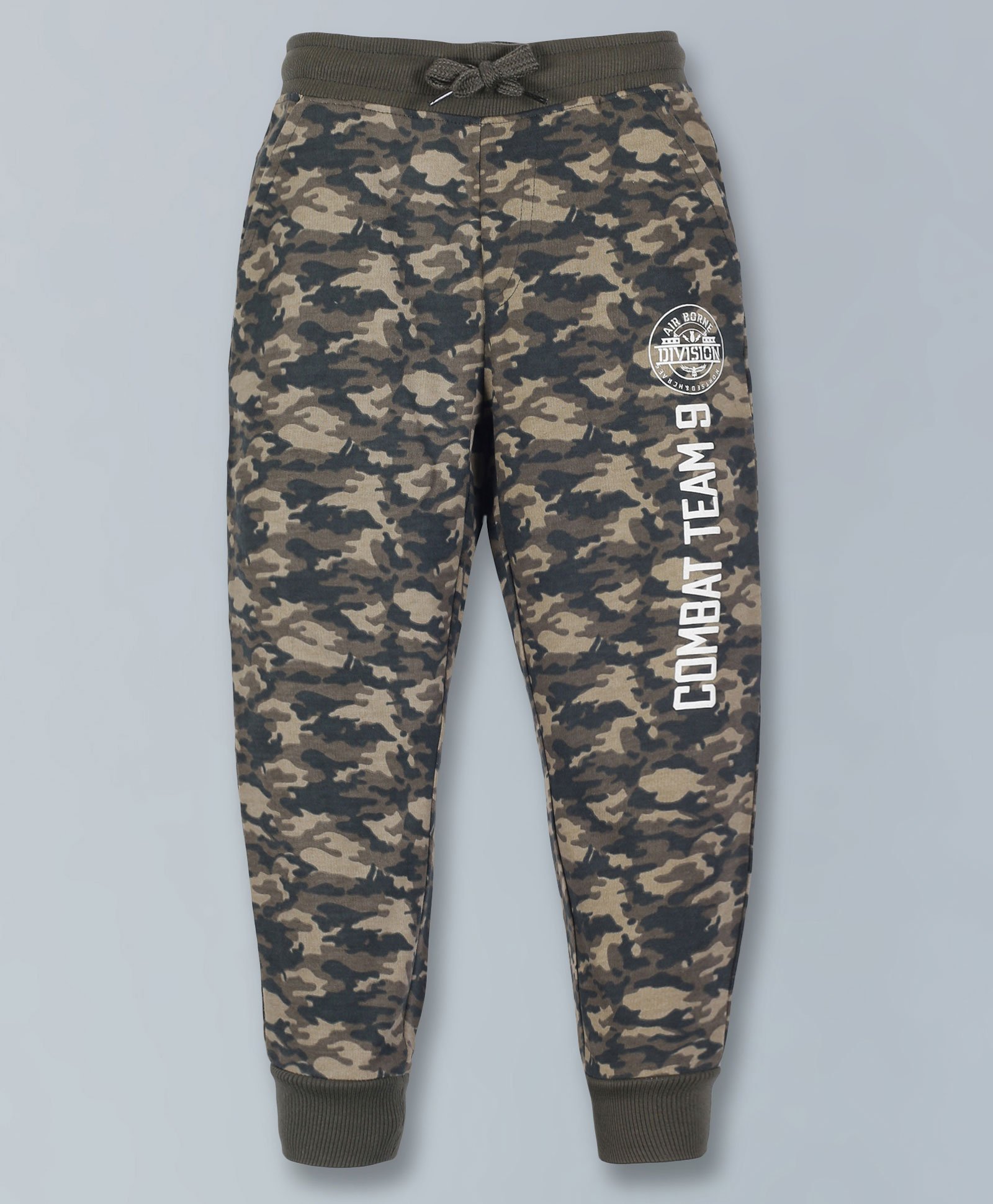 Plum Tree Seamless Camouflage & Combat Team Text Placement Printed Track Pant - Green-picture-11