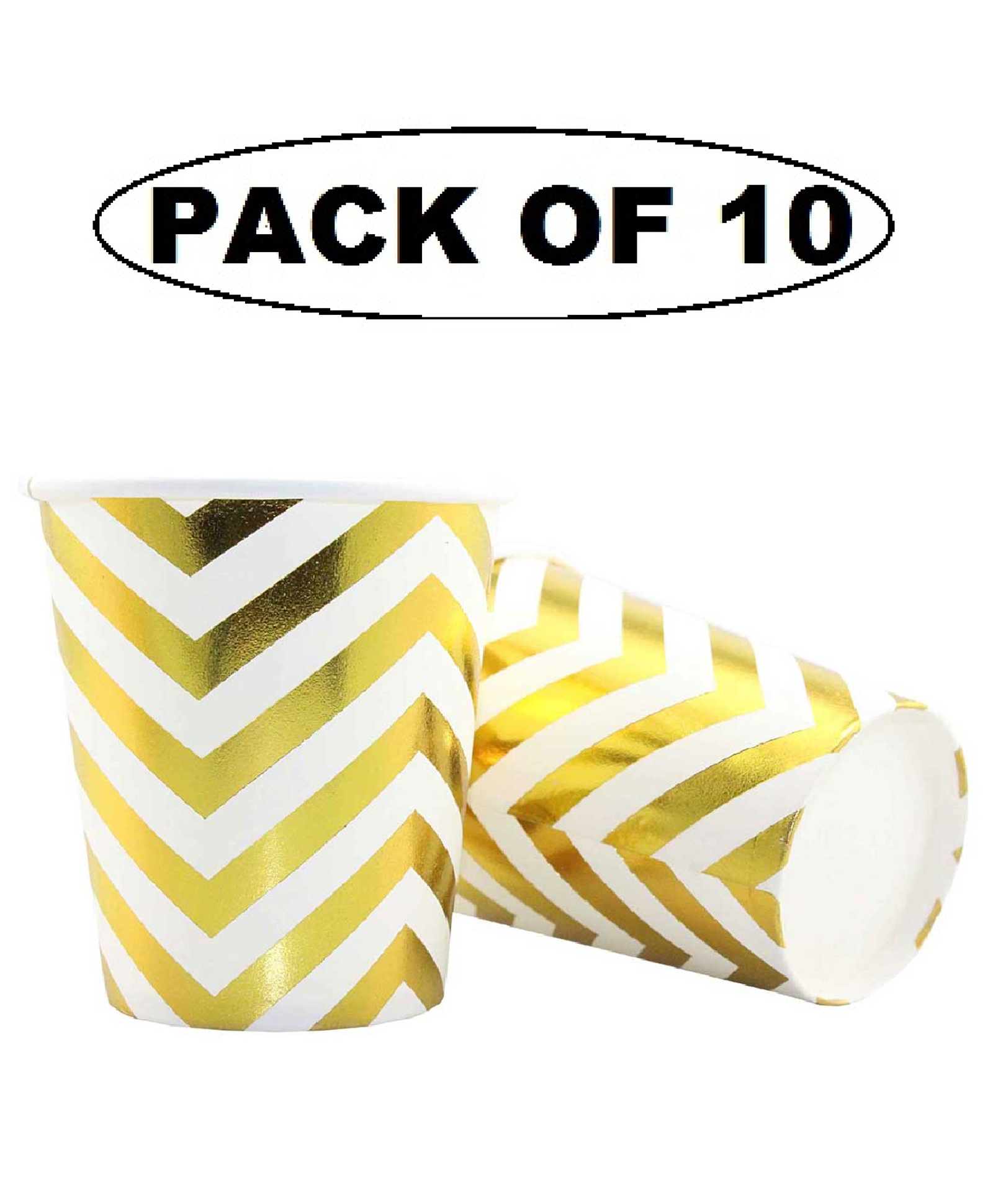 Shopping Time Golden Chevron Paper Cups Pack of 10- Golden