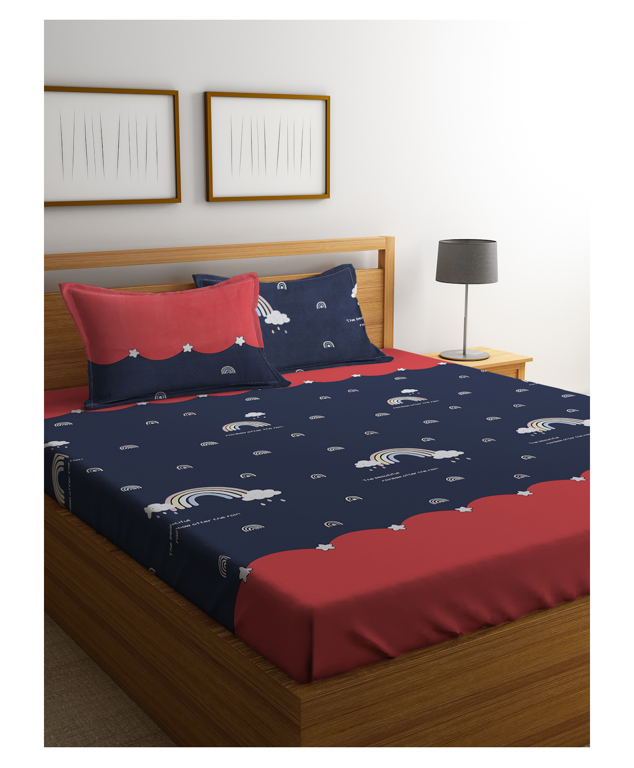 Hosta Homes GSM Glaced Cotton Cartoon Printed Double Bed Sheet With 2 Pillow Covers - Navy and Red Online in India, Buy at Best Price from - 12043858 Hosta Homes GSM Glaced Cotton Cartoon Printed Double Bed Sheet With 2 Pillow Covers - Navy and Red Online in India, Buy at Best Price from - 12043858