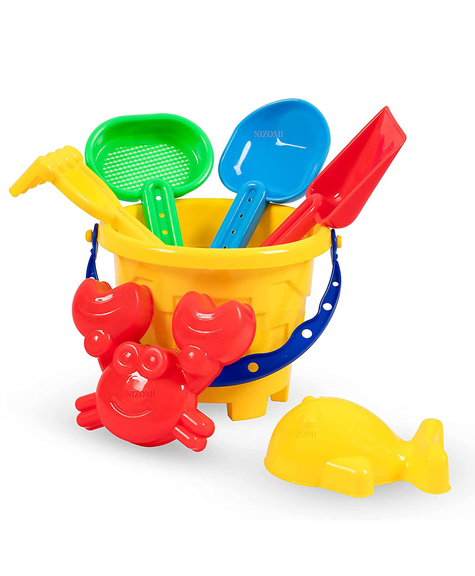 Mingkids Beach Toys Set For Kids Indian Made 7 Pieces Bucket Animal Mould Shovel Spade Tool Kit Beach Art Learning Outdoor Sand Birthday Gift Multicolor-image-40