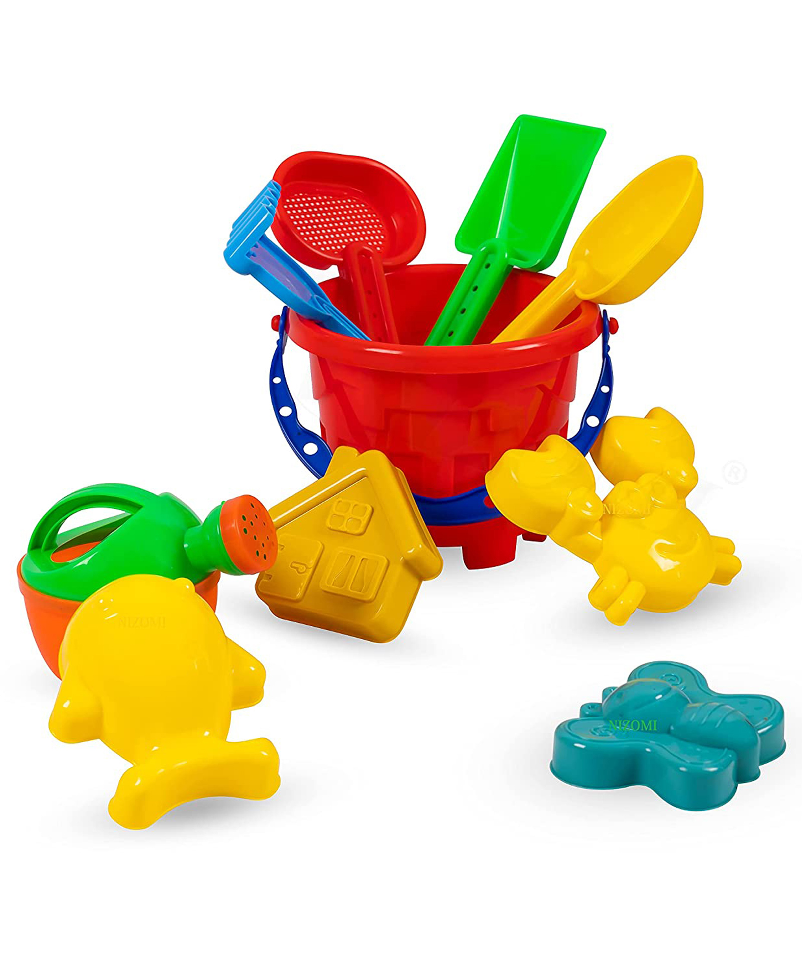 Mingkids Beach Toys Set For Kids Indian Made 10 Pieces  Bucket Animal Mould Shovel Spade Tool Kit Beach Art Learning Outdoor Sand  Best Birthday Gift Multicolor-image-42