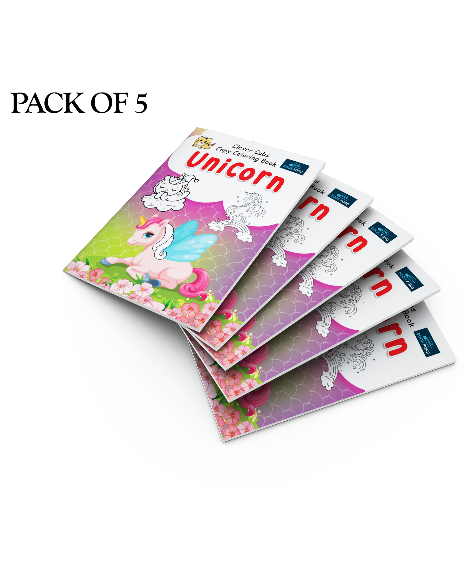 bookford publications Clever Cubs Copy Coloring Book Unicorn Pack of 5 - English-picture-19