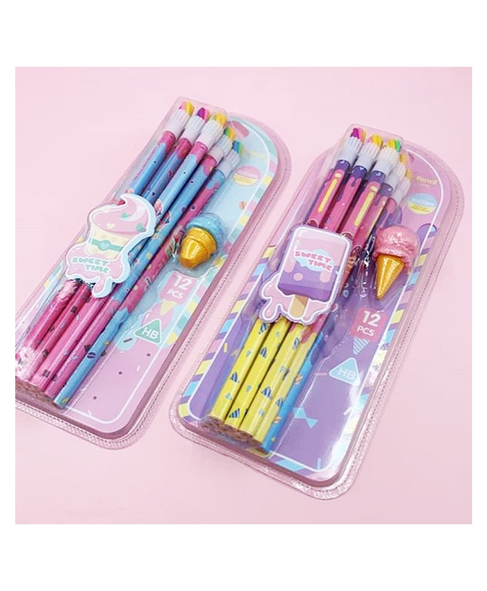 SKB 13 in 1 Unique Ice-Cream Design pencil set (colour may vary)-image-1