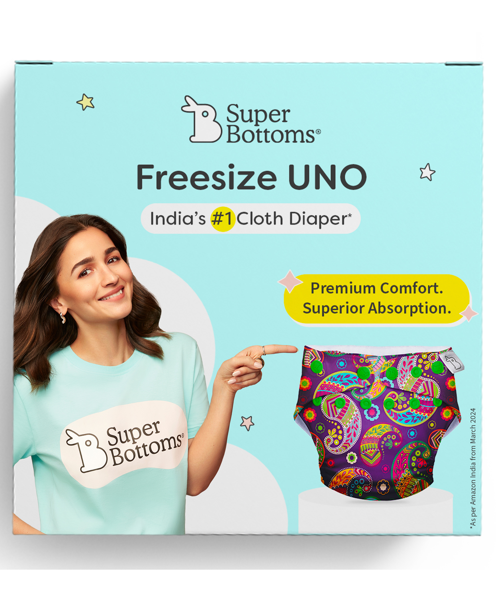 SuperBottoms Uno Reusable Cloth Diaper with Dry Feel Magic Pad Utsav Print - Multicolour-picture-30