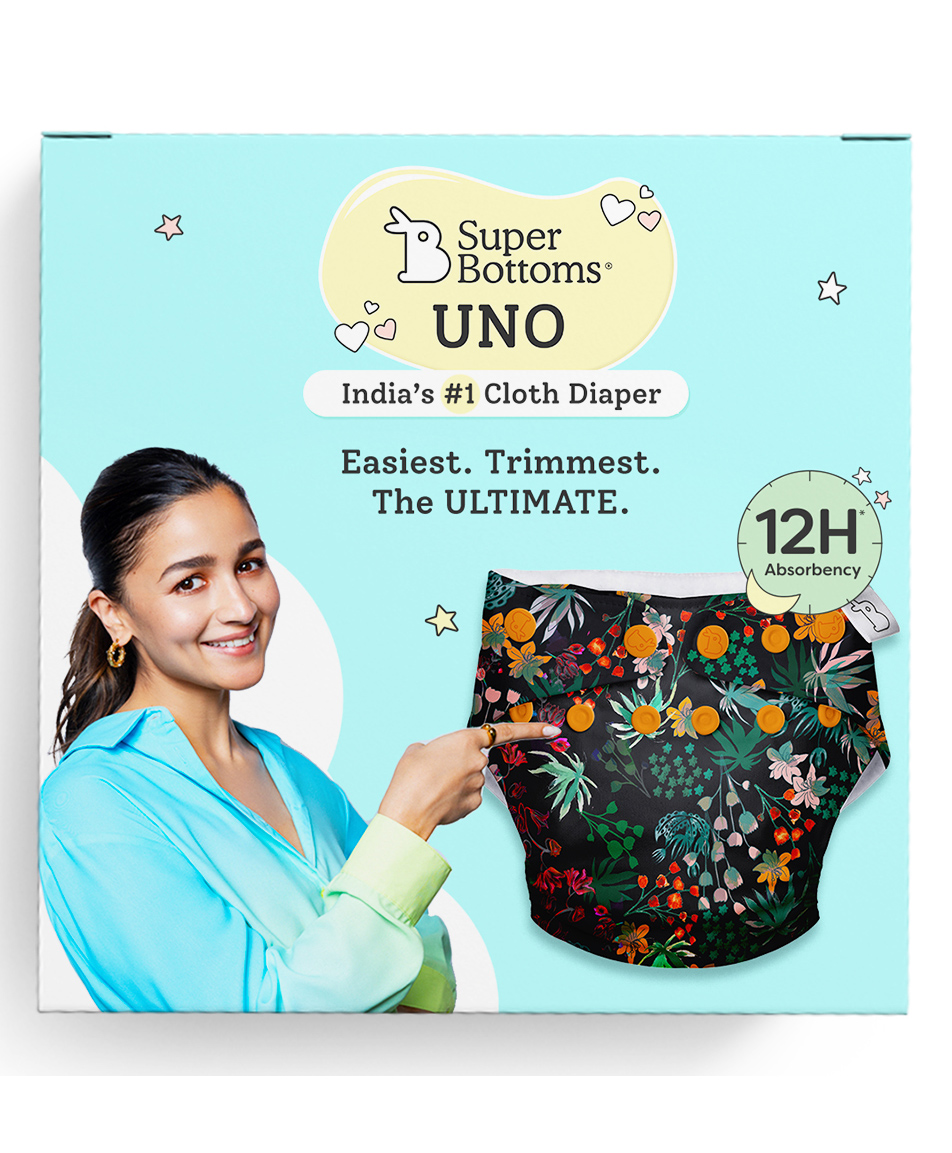SuperBottoms Freesize UNO - Reusable cloth diaper + 1 Dry Feel Magic Dry Pads Set - Shruberry-image-46