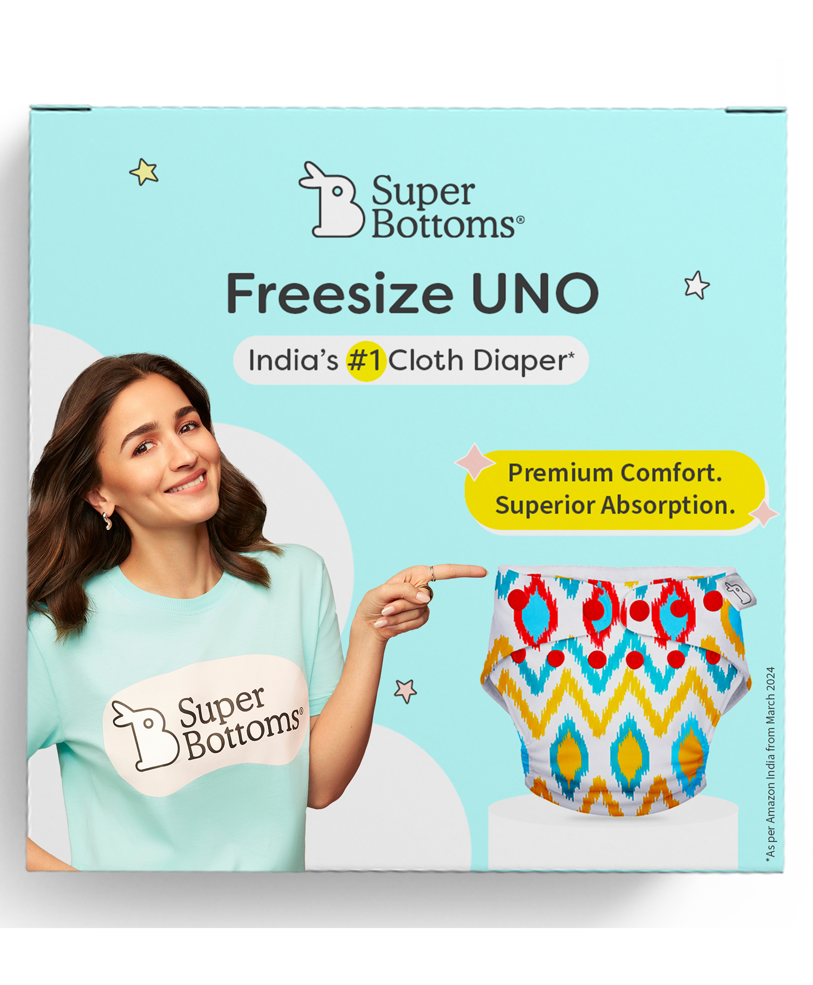 SuperBottoms Uno Reusable Cloth Diaper with Dry Feel Magic Pad Chevron Print - Multicolor-image-39