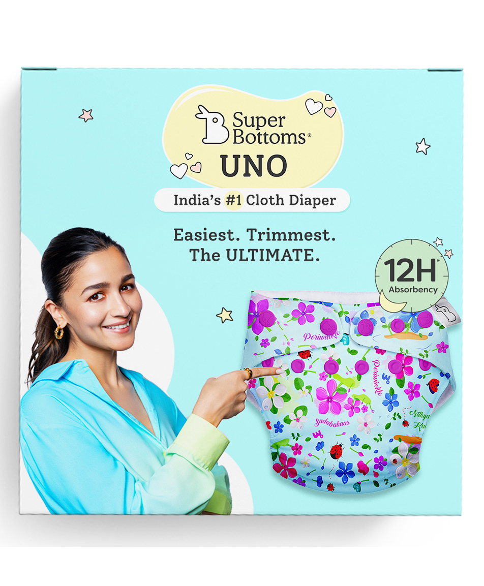 SuperBottoms Freesize UNO - Reusable cloth diaper + 1 Dry Feel Magic Dry Pads Set - Periwinkle-image-39