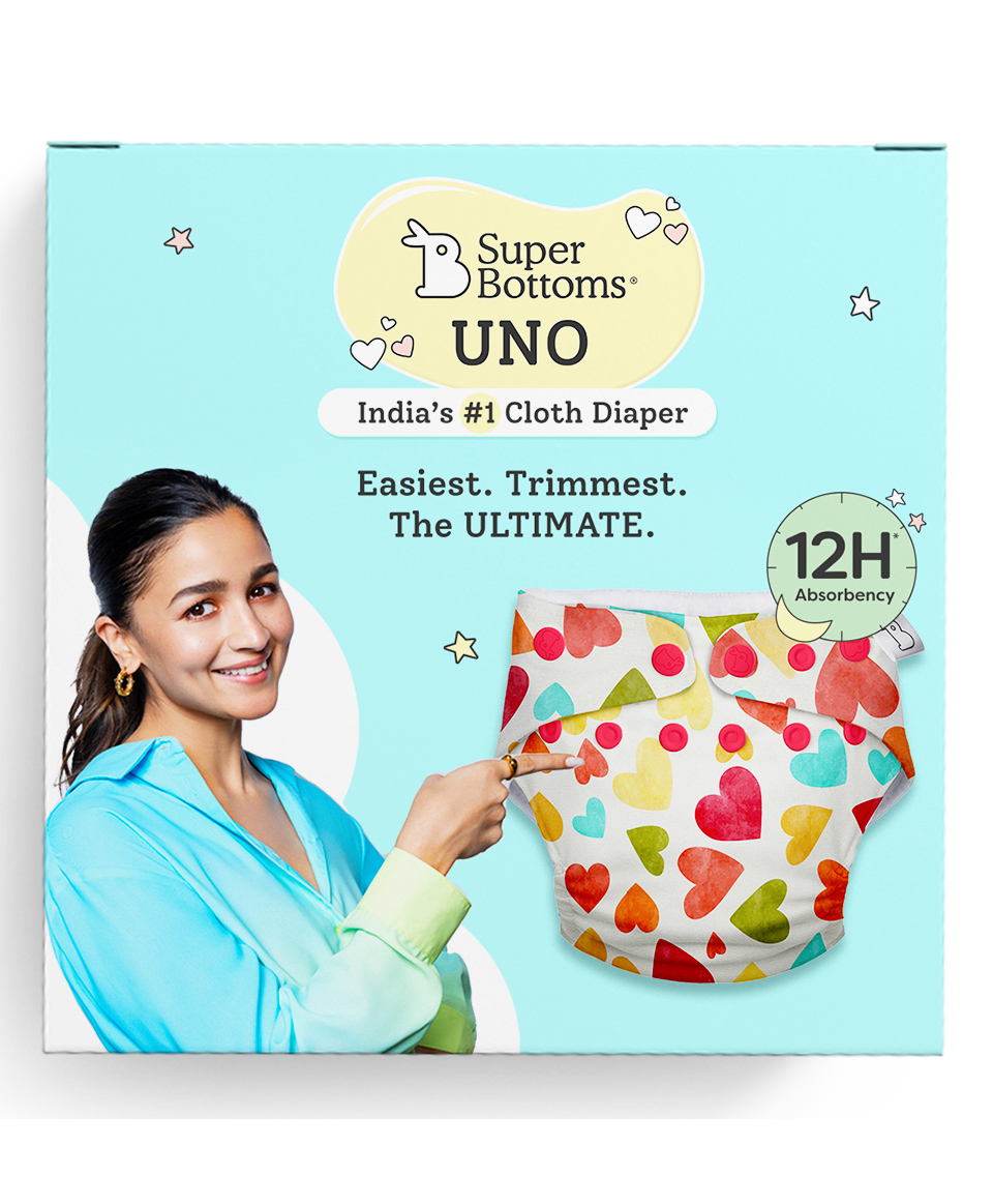 SuperBottoms Uno Reusable Cloth Diaper with Dry Feel Magic Pad Hearts Print - Red White-image-42