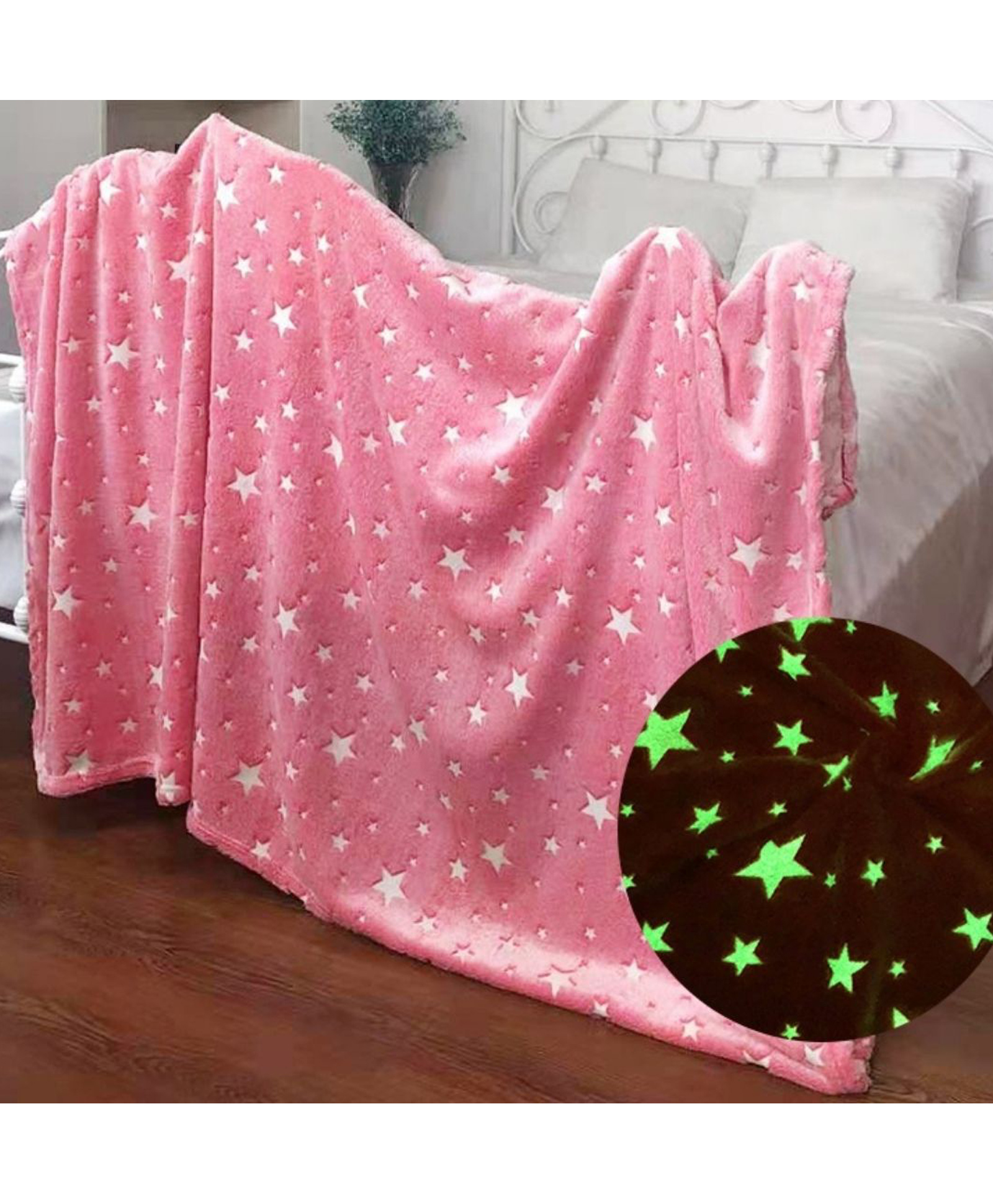 AHC Glow in The Dark  Blanket for Kids Star Design - Pink-image-38