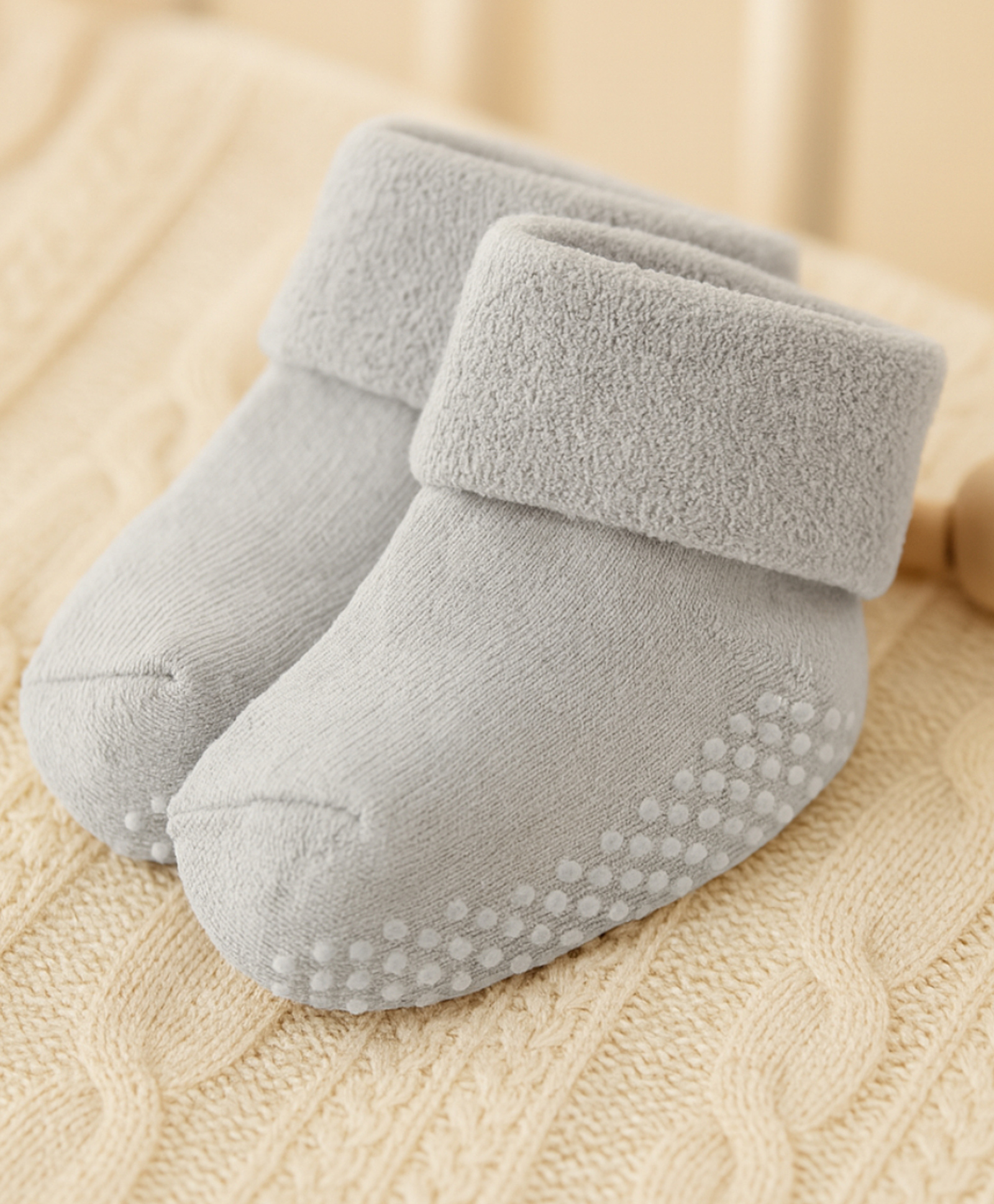 zikku AHC Baby Socks Cotton Breathable Anti Skid Thick Warm Kids Socks - Grey-picture-36