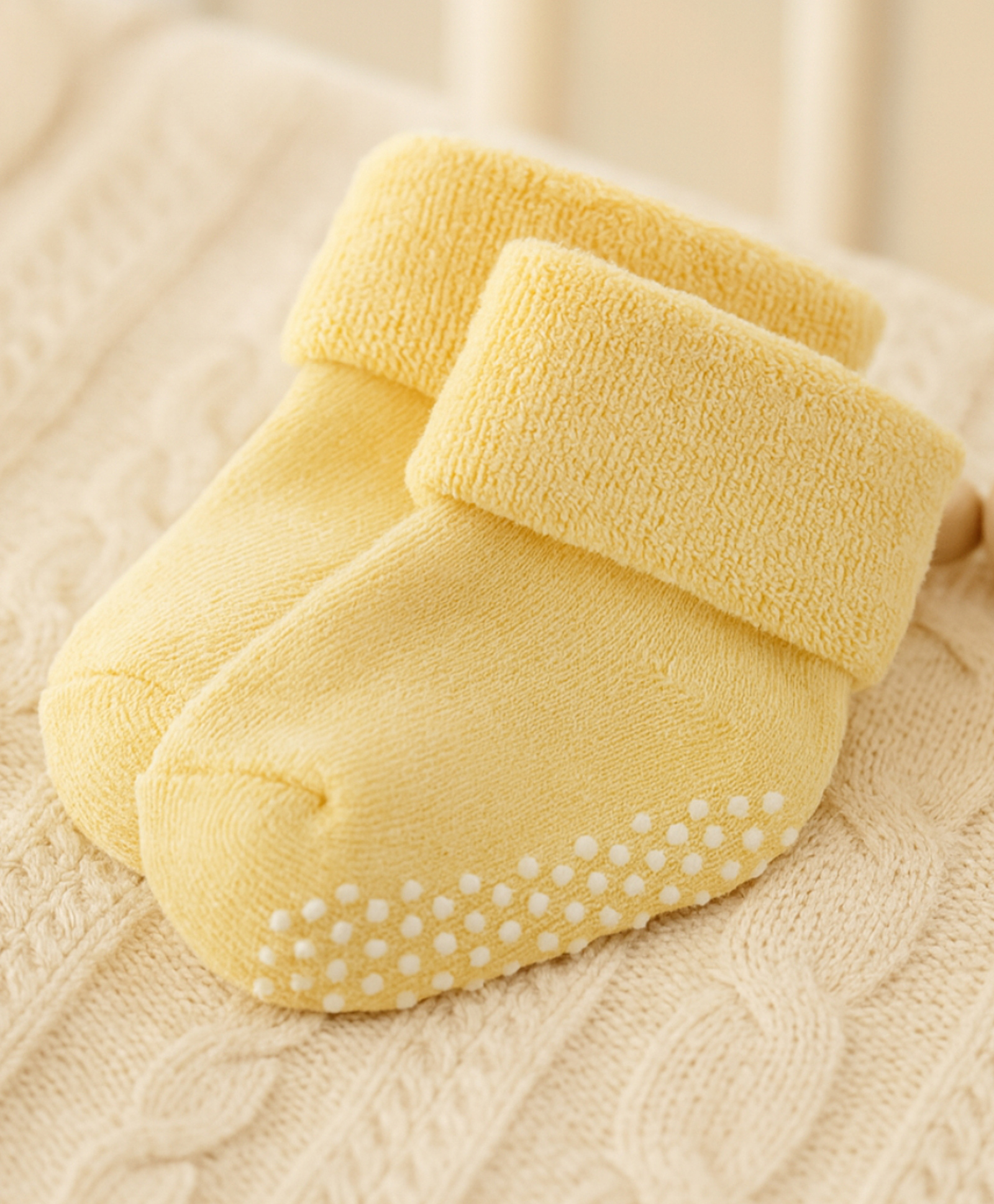 zikku AHC Baby Socks Cotton Breathable Anti Skid Thick Warm Kids Socks - Yellow-picture-31