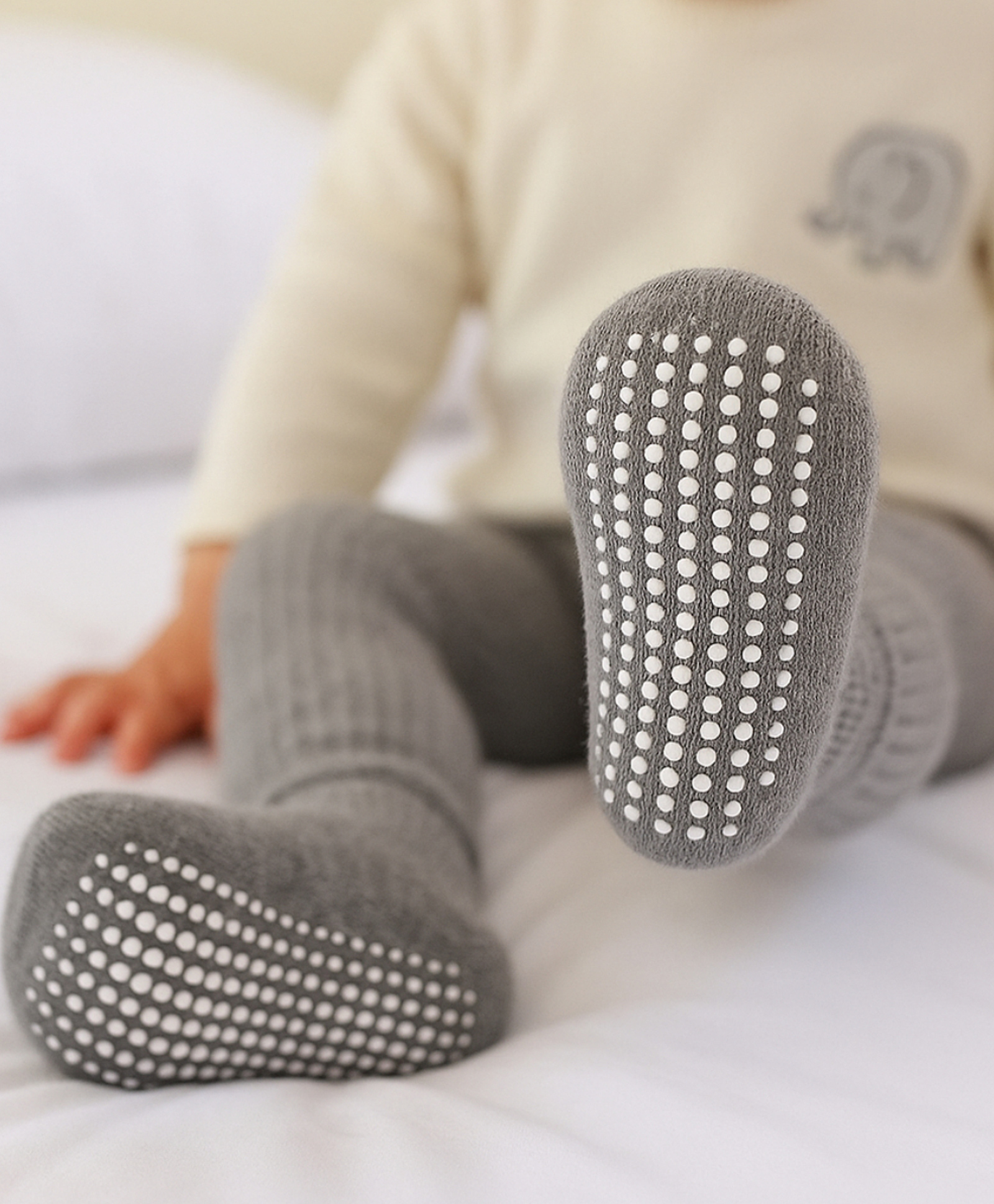 AHC Baby Breathable Anti Slip Ankle Length Kids Socks - Grey-image-8