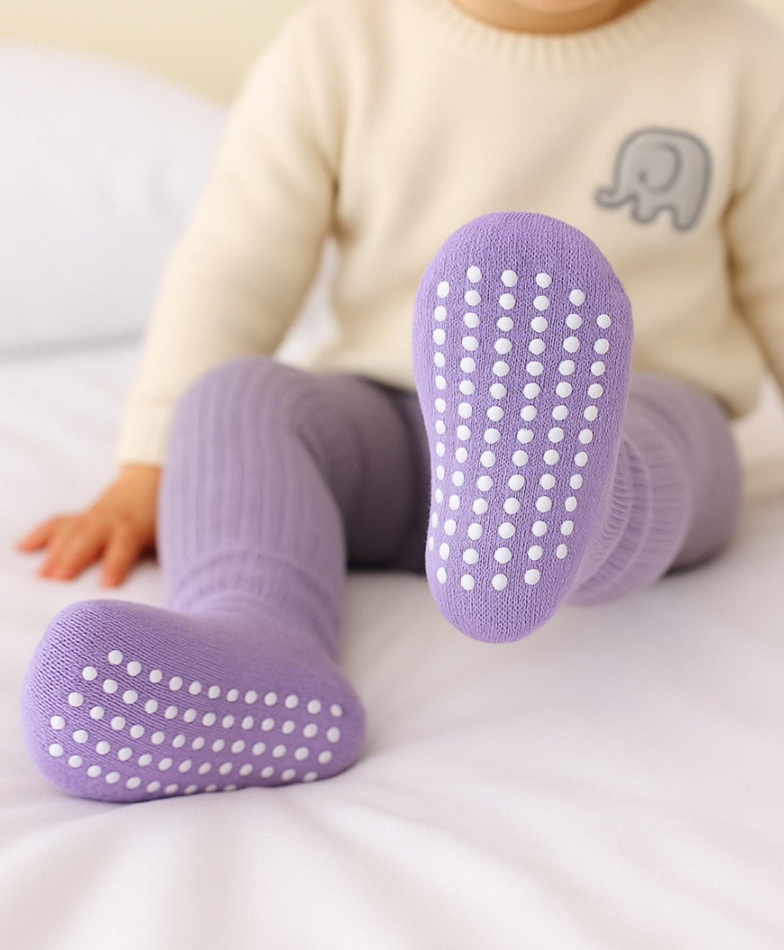 AHC Baby Breathable Anti Slip Ankle Length Kids Socks - Light Purple-image-42