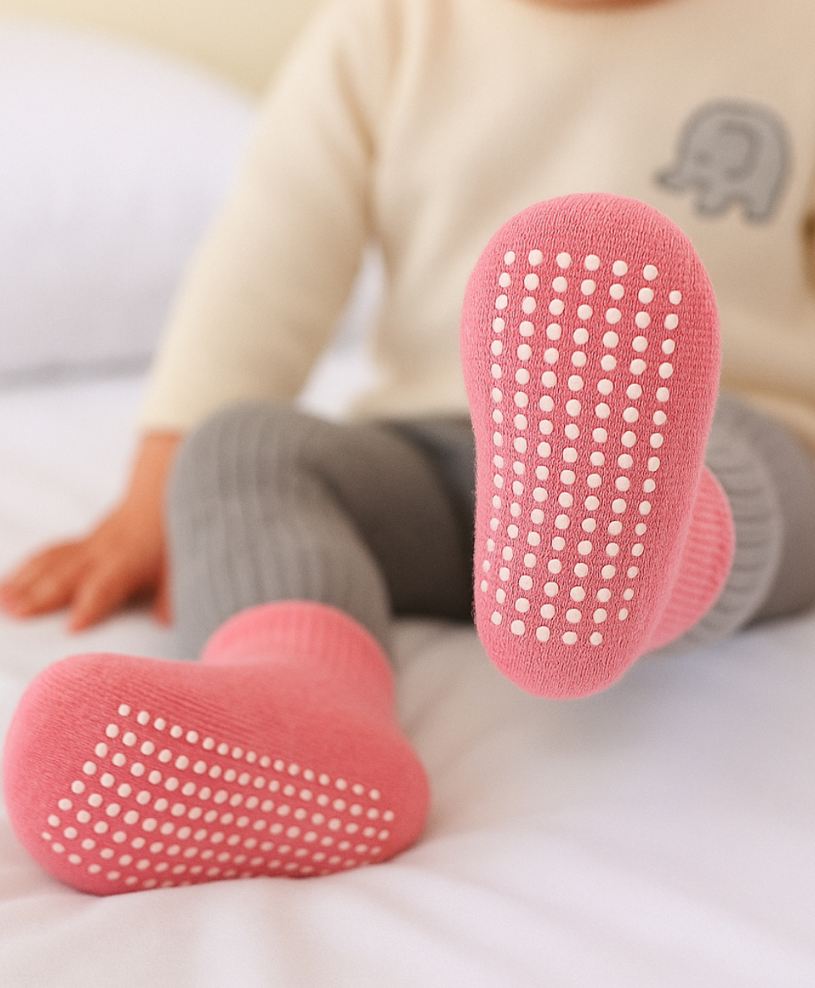 zikku AHC Baby Breathable Anti Slip Ankle Length Kids Socks - Selmon Pink-picture-20