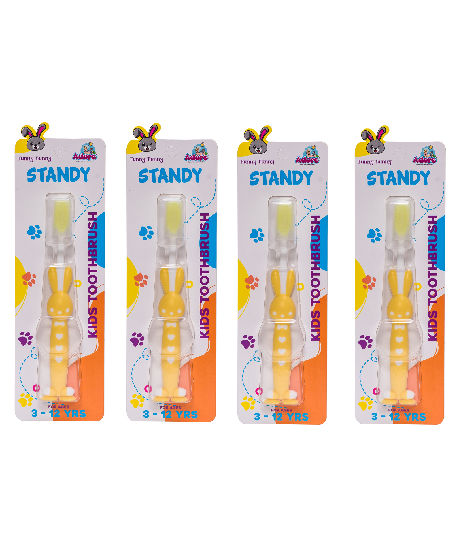 Adore Standy Kids Toothbrush With Safety Case Pack of 4 - Yellow-picture-22