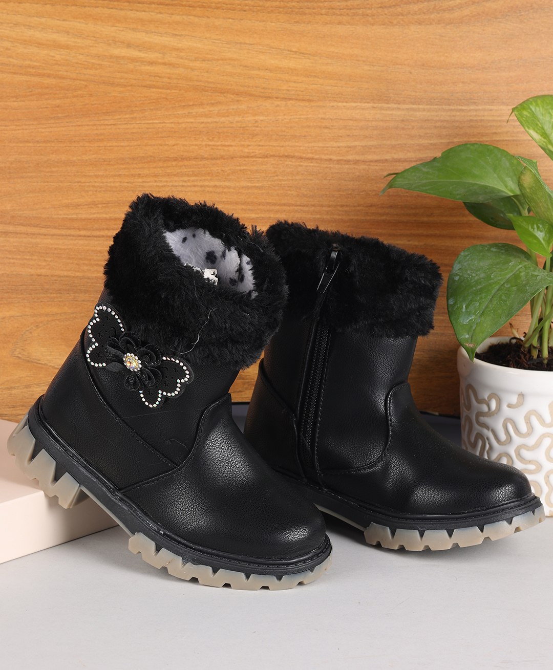 studded boots black