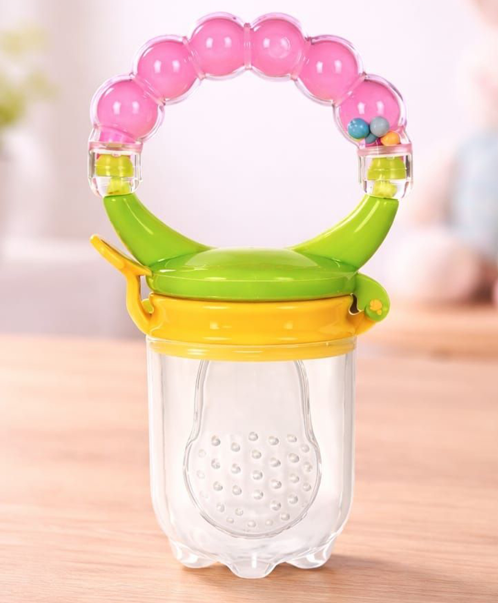 Kritiu Baby Rattel Silicone Food & Fruit Nibbler - Green Pink-picture-24