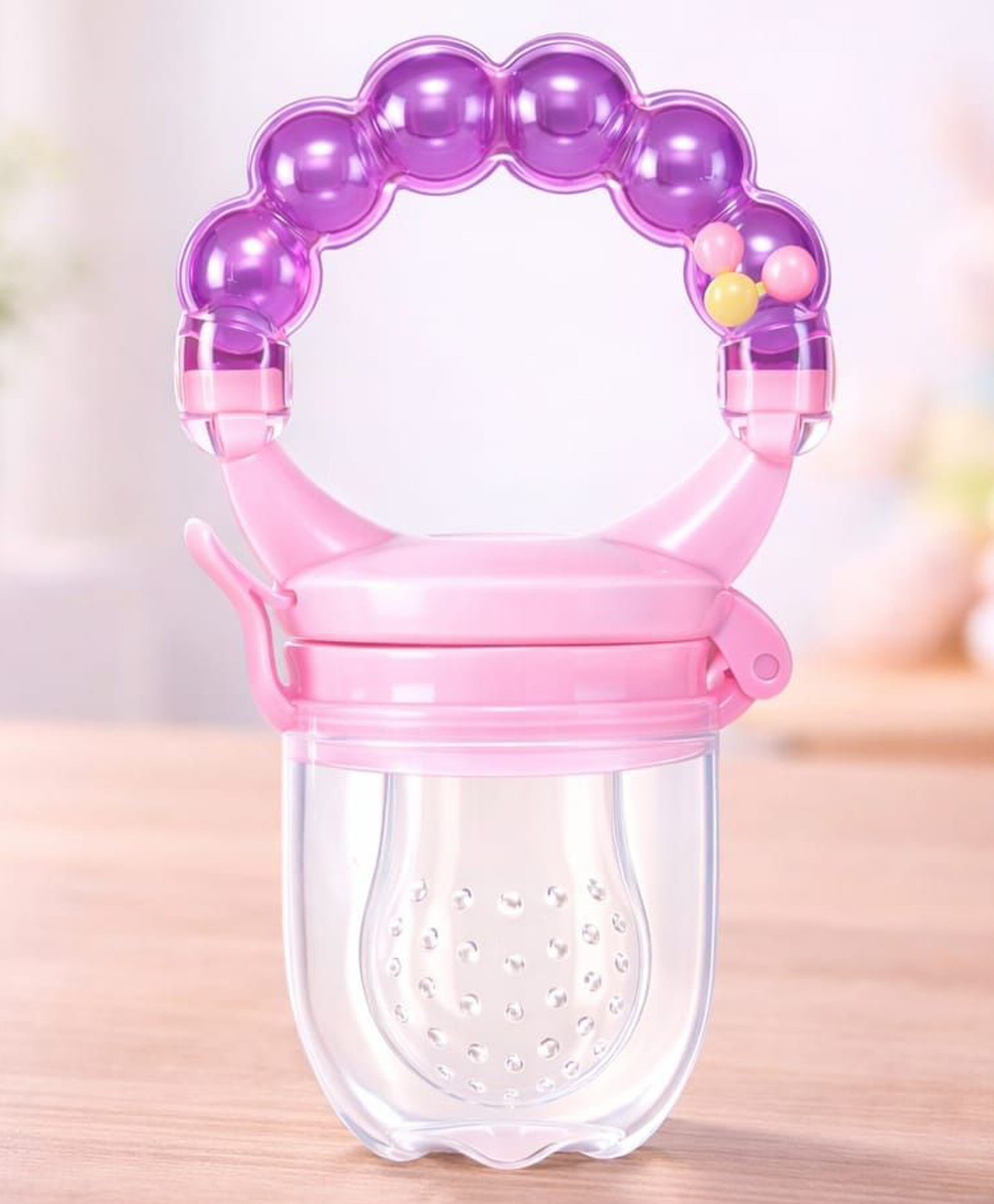 Kritiu Baby Rattel Silicone Food & Fruit Nibbler - Pink Purple-picture-6