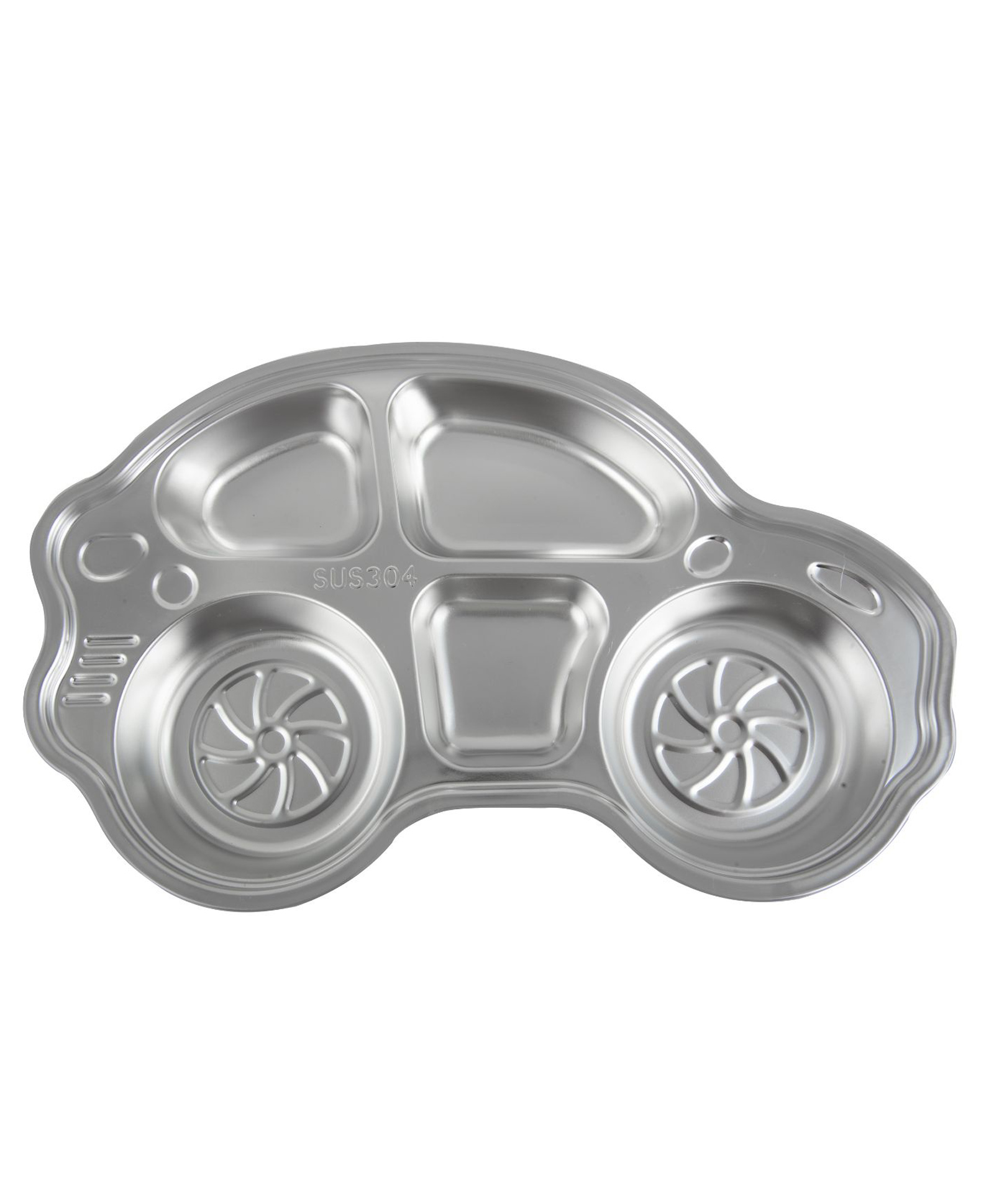 Taabartoli Stainless Steel 5 section Car Lunch Plate for Kids - Silver-image-0