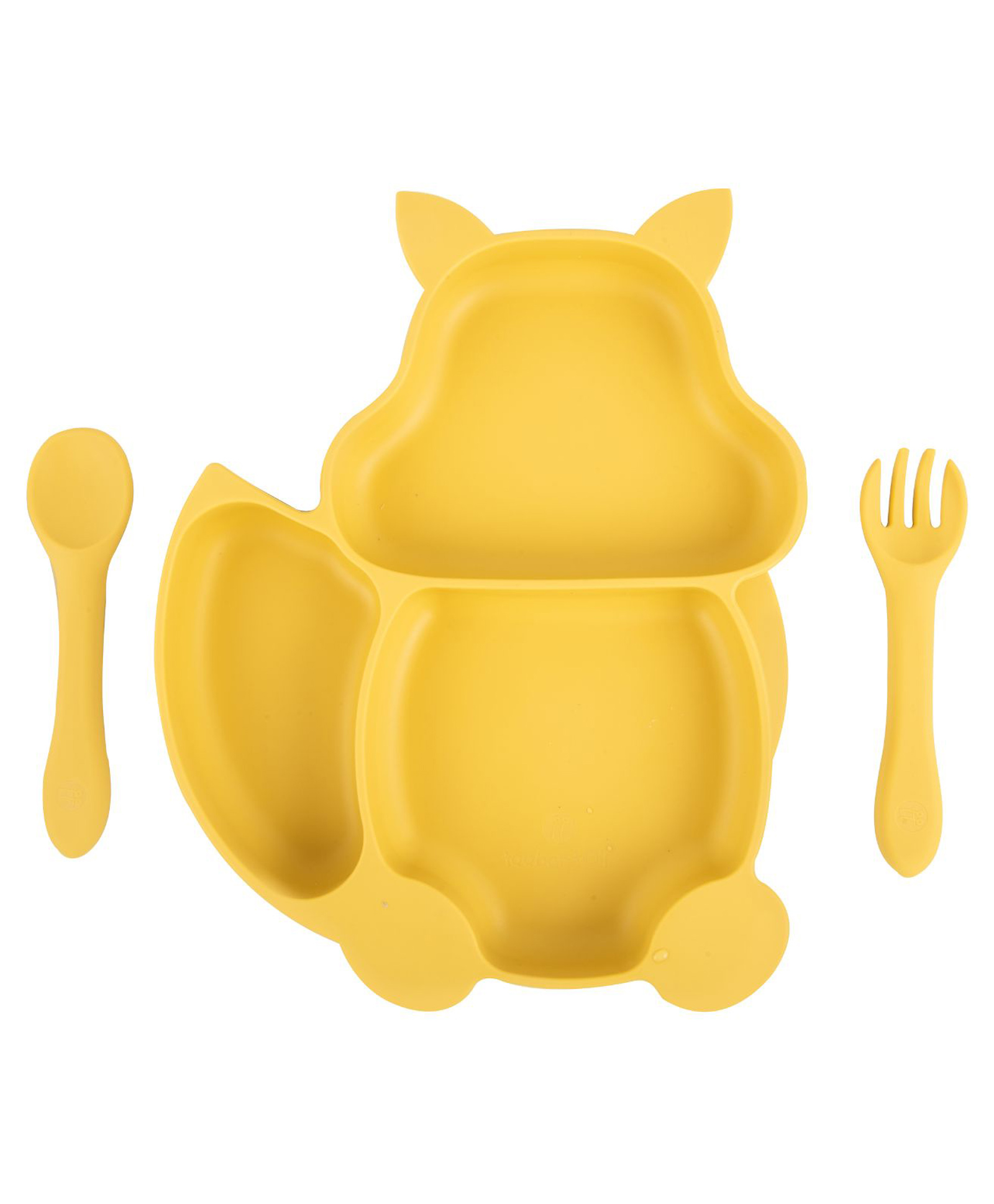Taabartoli Silicone Squirrel Plate With Suction Spoon And Fork Set  - Yellow-picture-17