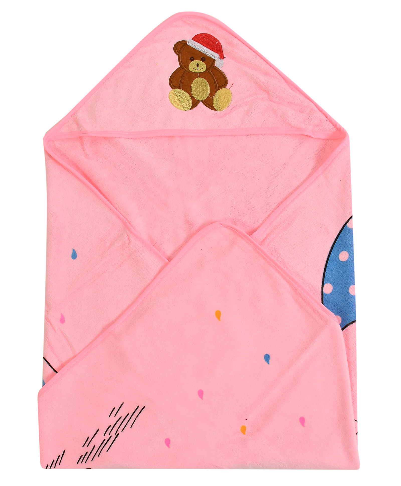Jars Collections Baby Knit Terry Cartoon Print Hooded Towel  - Pink-image-10