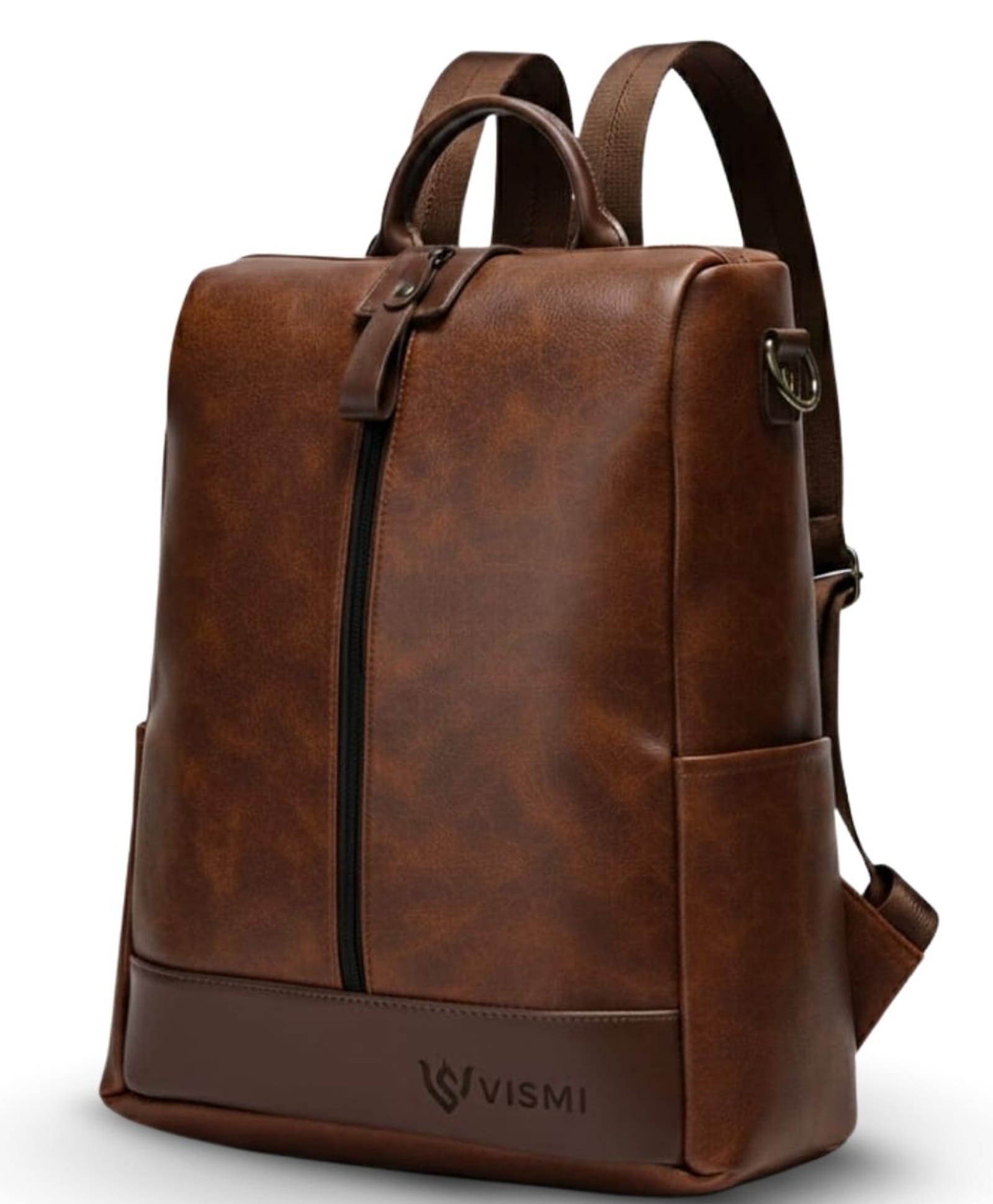 VISMIINTREND Vegan Leather Casual Backpack Purse Coffee Brown -  Height 11.8 inches-picture-23