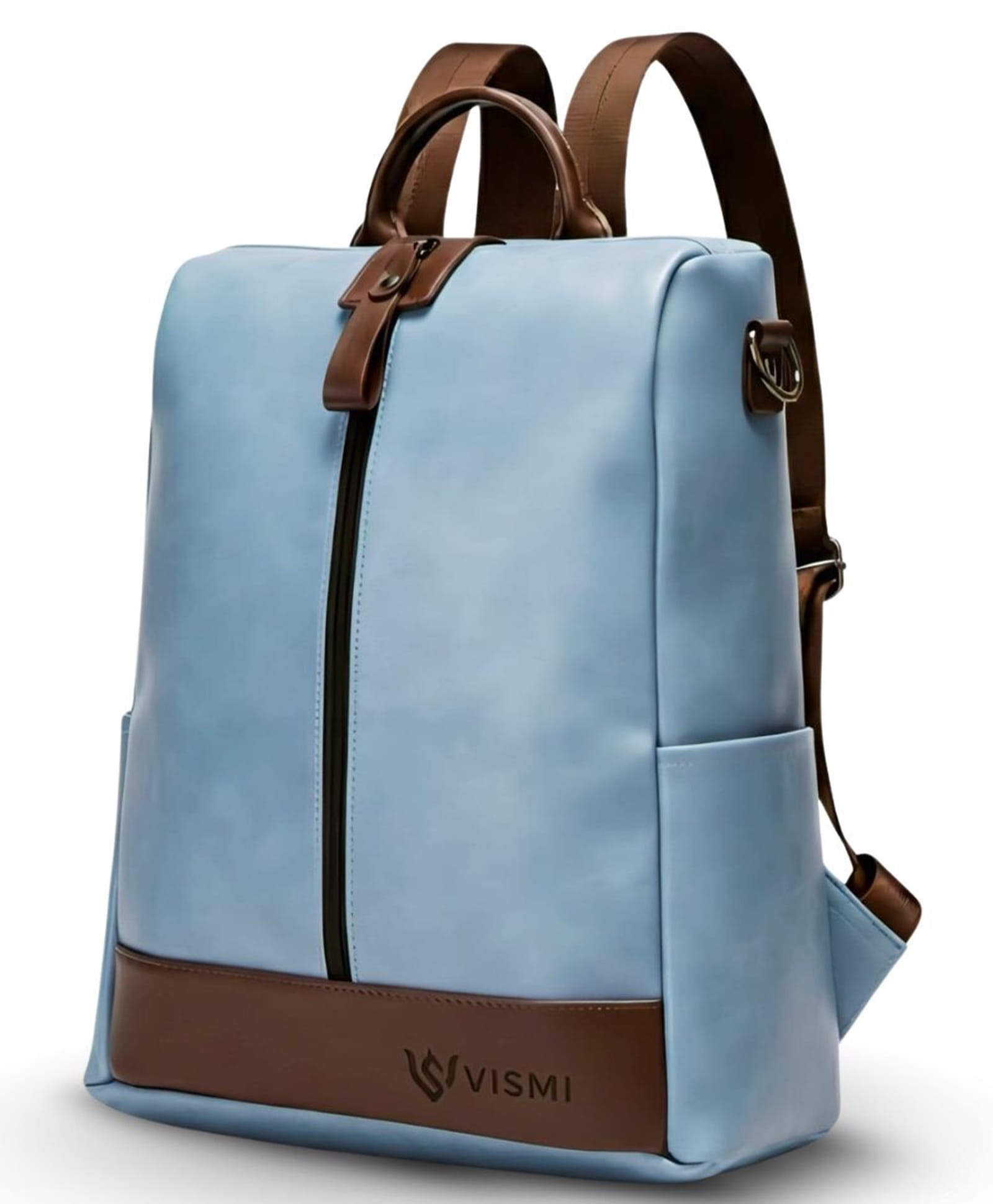 VISMIINTREND Vegan Leather Casual Backpack Purse Blue - Height 11.8 inches-picture-48