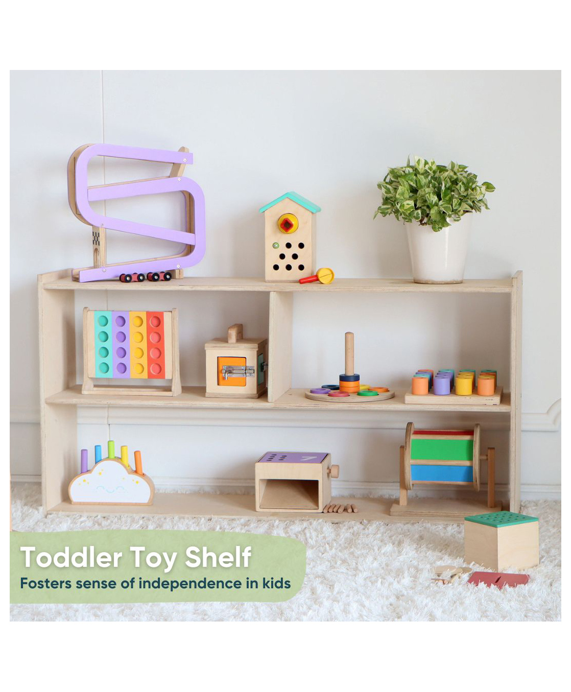 Curious Cub Toddler Toy Shelf- Beige-picture-26