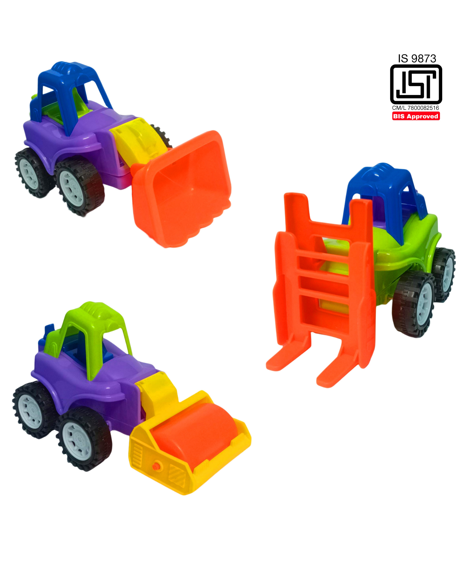 VParents Jcb Friction Excavator Truck Toys for Kids Boys and Girls Pack of 3- (Multicolor)-picture-10