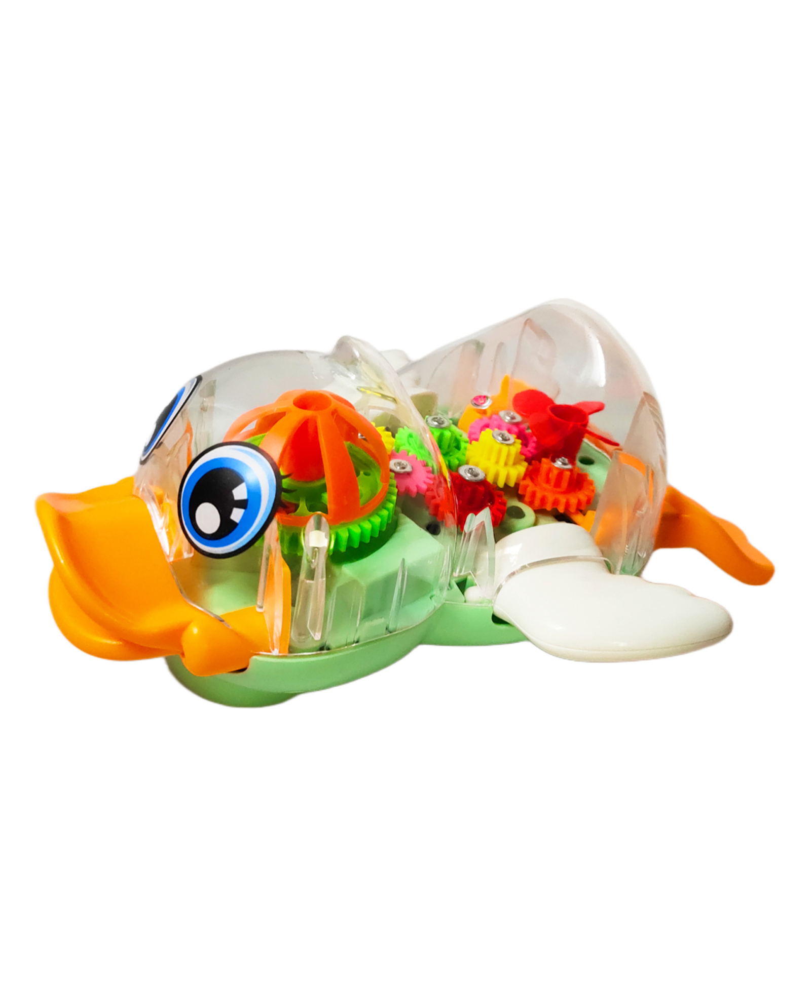 VParents  Transparent 3D Duck Toy-360° Degree Rotation, Gear Simulation Mechanical Sound and Light Toy for 2-5 Years Boys and Girls - (color may vary)-picture-0