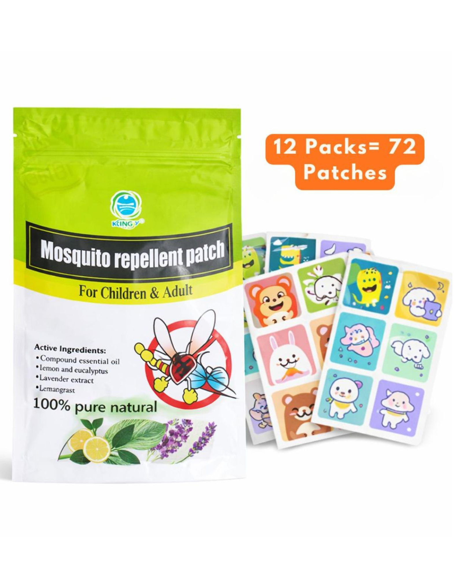 zikku AHC 100% Natural Mosquito Repellent Patch for Baby, Kids & Adult 72 Hours Protection 12 Pack - 72 Pieces-picture-46