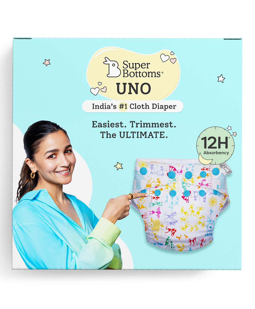SuperBottoms Reusable & Washable Cloth Diapers Freesize UNO Coloured Skies - White-picture-13