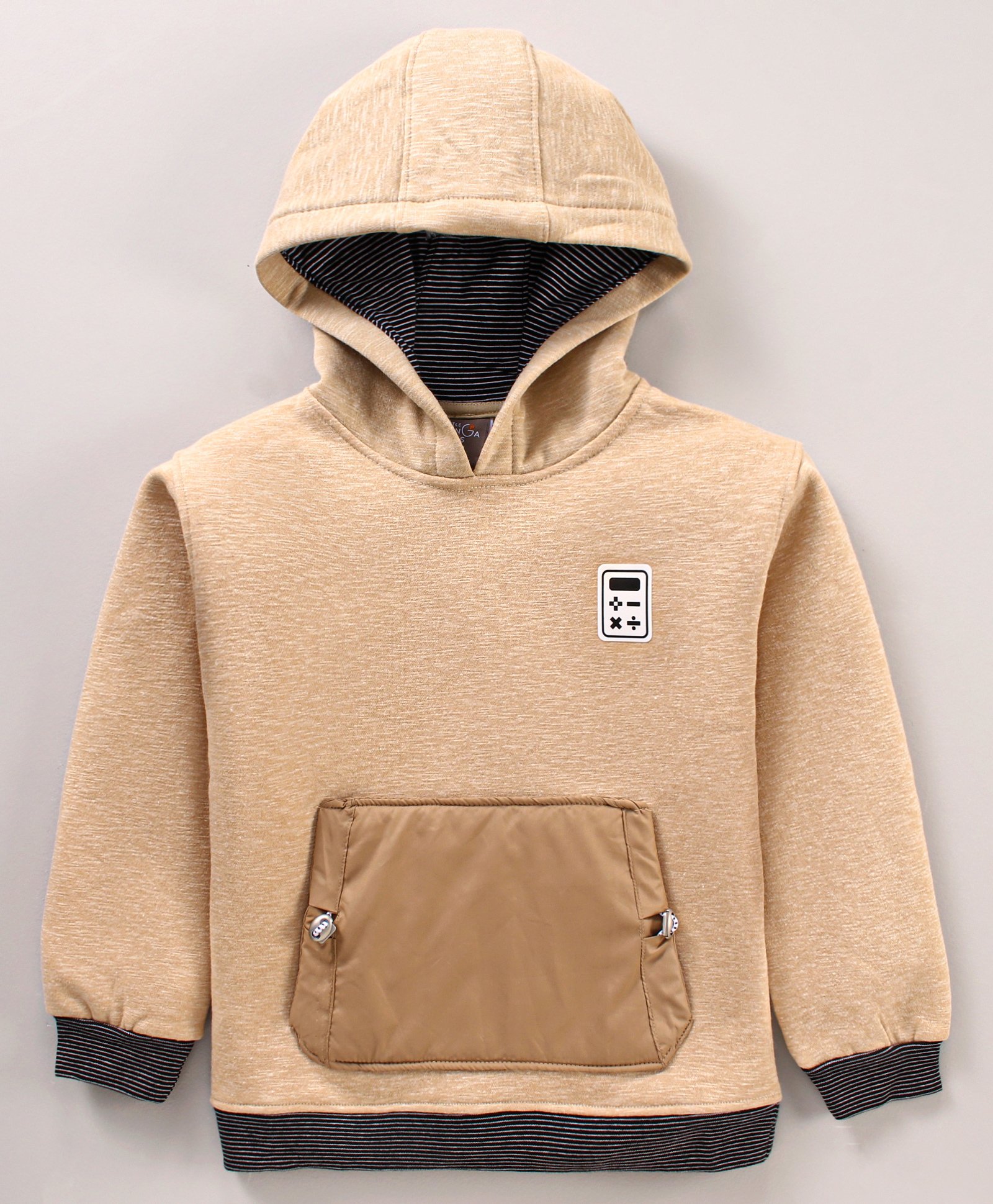 Little Kangaroos Full Sleeves Hooded Sweatshirt Solid - Brown-image-42