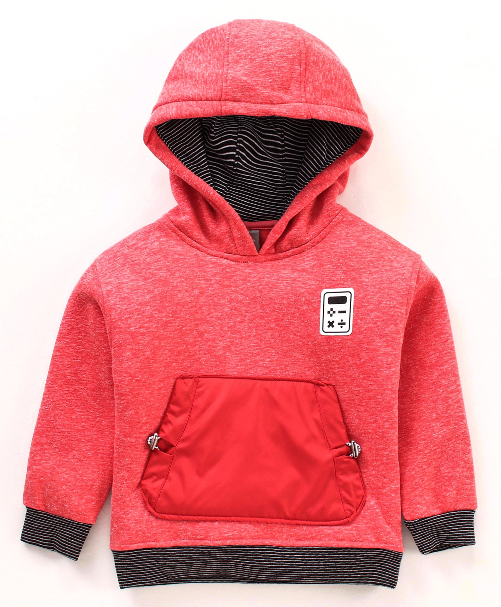 Little Kangaroos Full Sleeves Hooded Sweatshirt Solid - Coral-image-2
