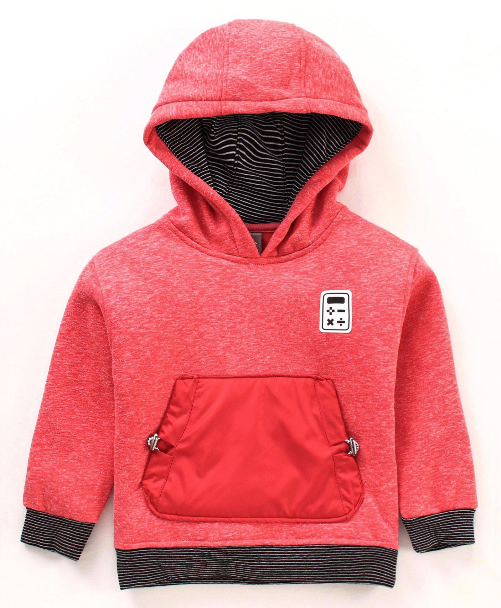 Little Kangaroos Full Sleeves Hooded Sweatshirt Solid - Red-picture-13