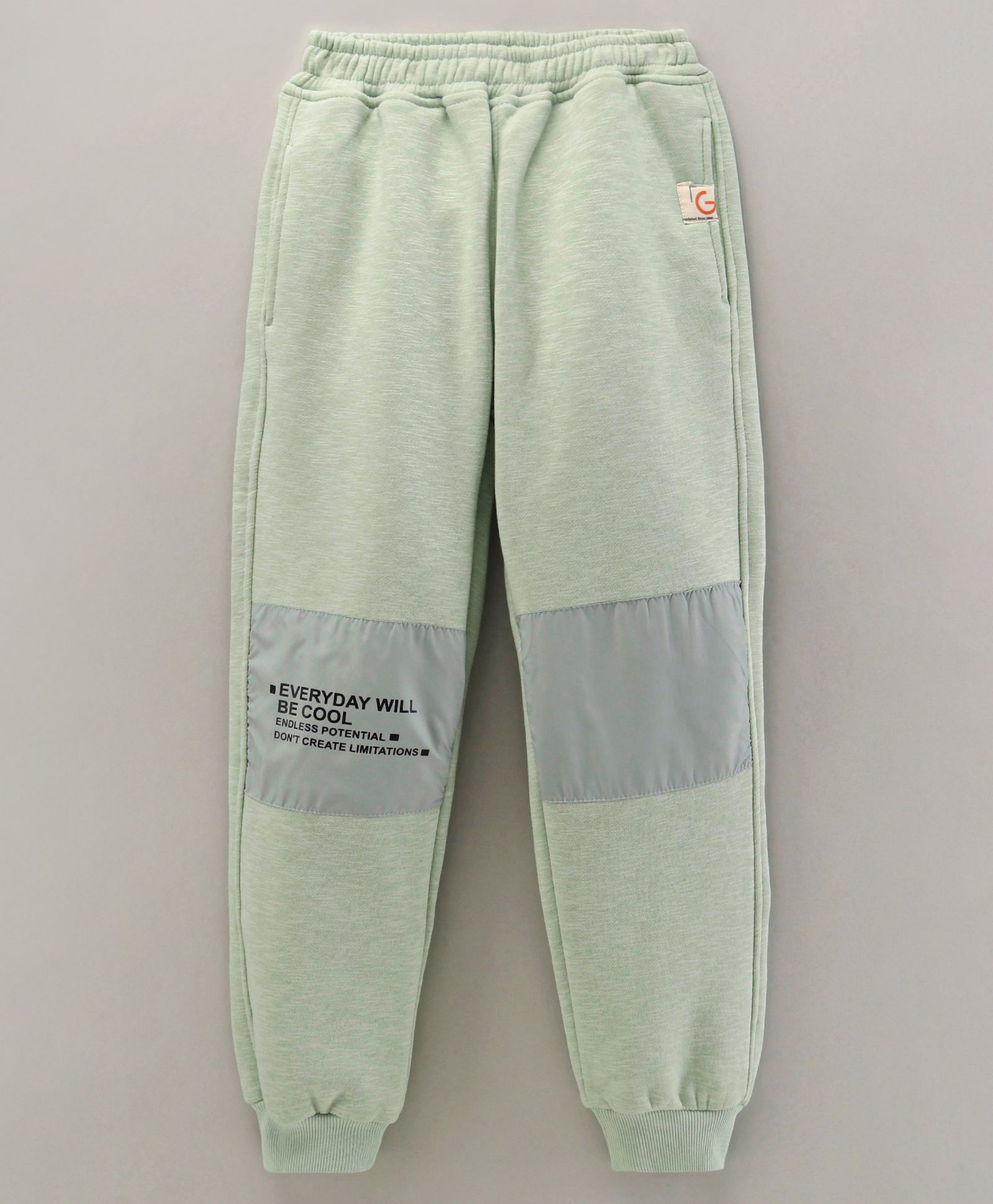 Little Kangaroos Full Length Text Printed Fleece and Woollen Pant - Tea Green-picture-24